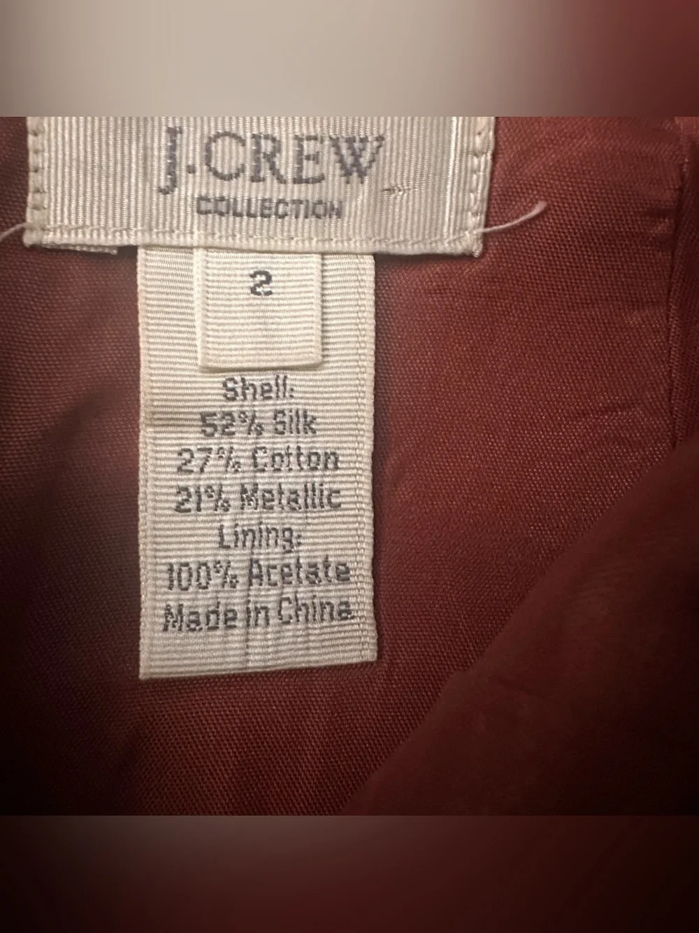 J. Crew Collection Rust Pink metallic Patterned A-Line mini lined Skirt size 2